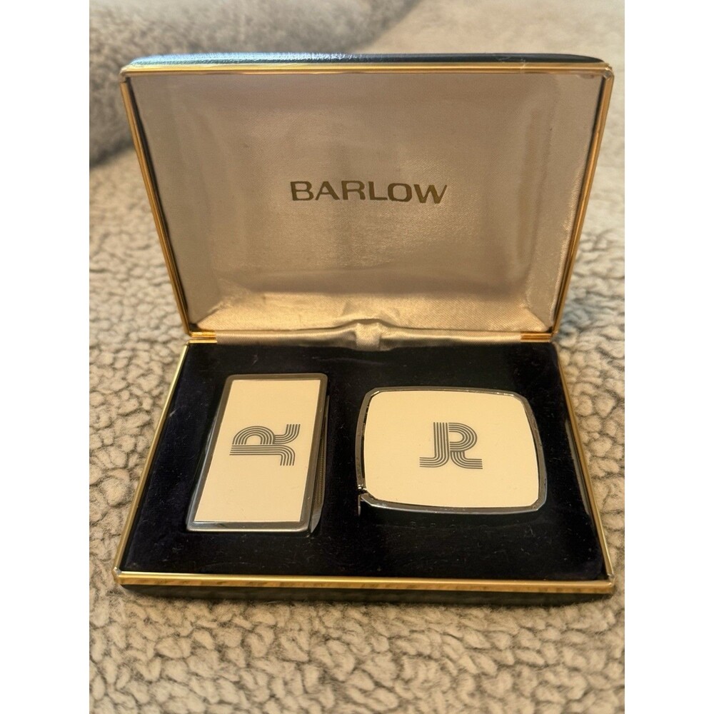 Vintage Barlow B60 Money Clip Knife & B67 Pocket Tape Measure Gift Set Box